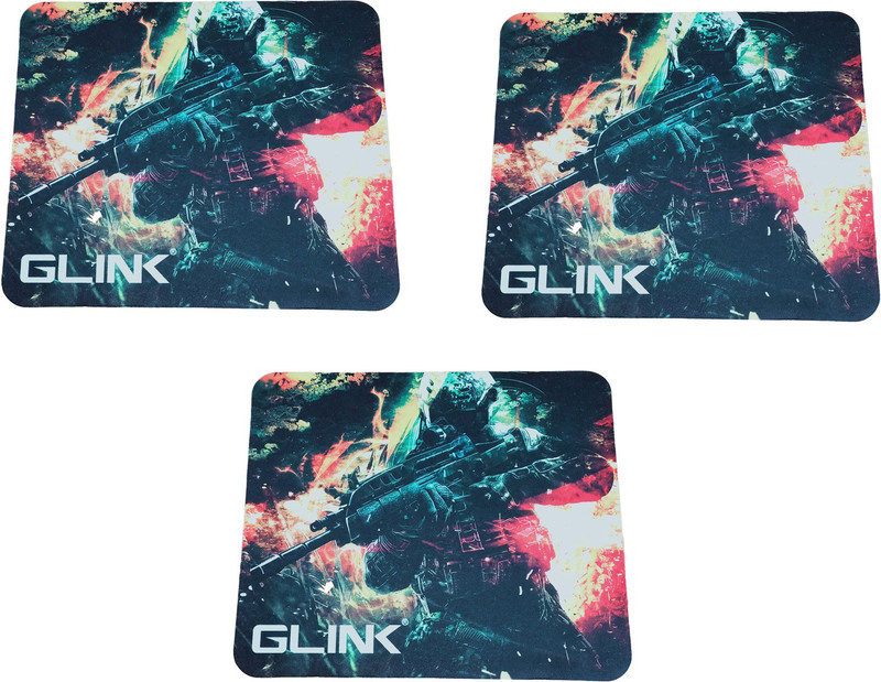 glink Pack of 3 High Quality Anti Mouse Pads Mousepad(Multi Color (Check Images))