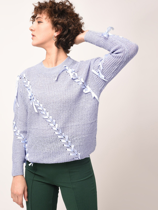 leyazo Round Neck Solid Girls Pullover