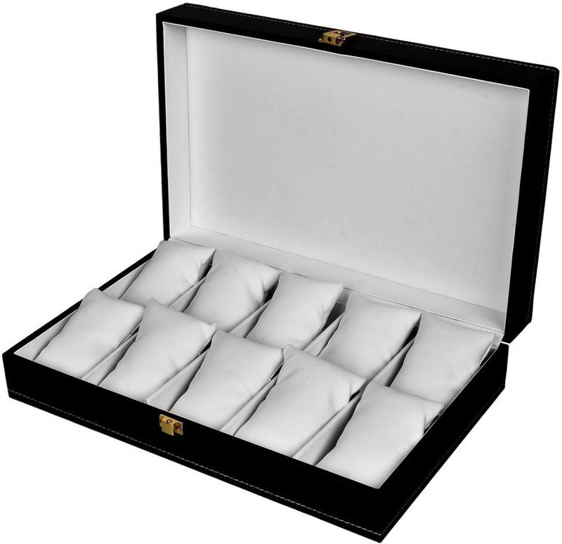 zaradise Stylish 10 Wrist Watch Storage Organizer Box Case Watch Box(Black, Holds 10 Watches)