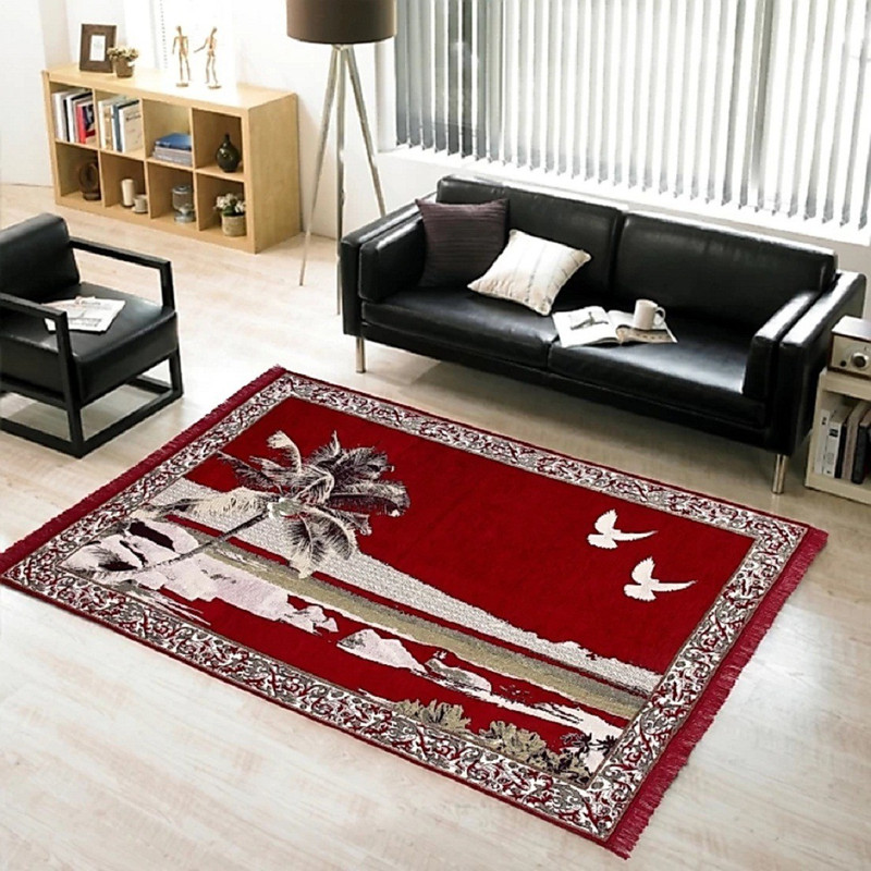 mayur texo fab Maroon Chenille Carpet(152 cm  X 213 cm)