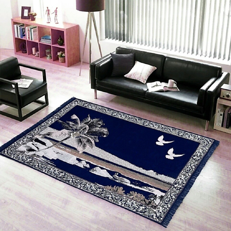 mayur texo fab Blue Chenille Carpet(152 cm  X 213 cm)