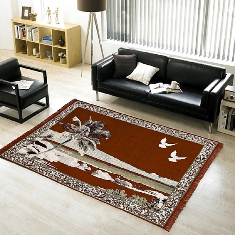 mayur texo fab Orange Chenille Carpet(152 cm  X 213 cm)