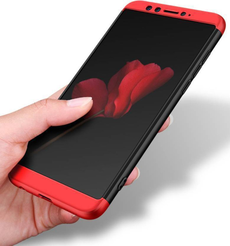 q one tech Back Cover for OPPO F7, 360 Degrees Protection, Red and Black(Red and Black, Dual Protection)