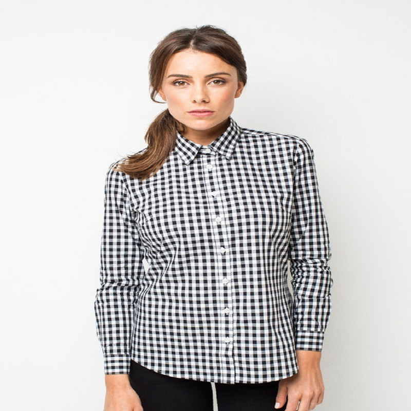 aaj collection Women Checkered Casual Black, White Shirt