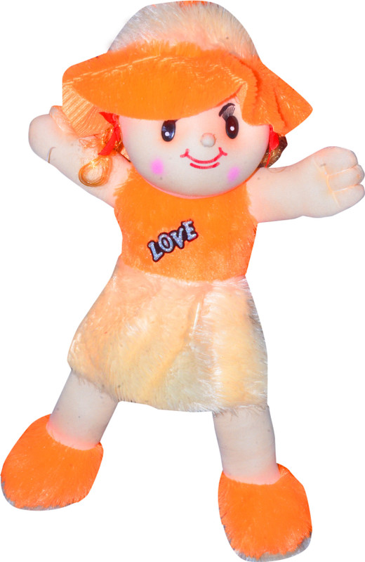 omi toys My Baby Excel Plush Doll With Hat Orange with Cream  - 30 cm(Orange With Cream)