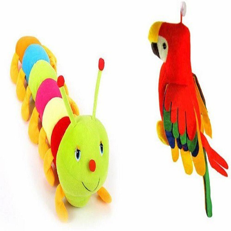 fabbud multicolor caterpillar (55cm) and muscial mitto (20cm) - (Multicolor, red)  - 30 cm(Multicolor)