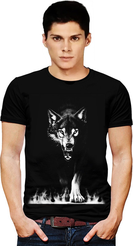 scribbling shapes Graphic Print Men Round Neck Black T-Shirt