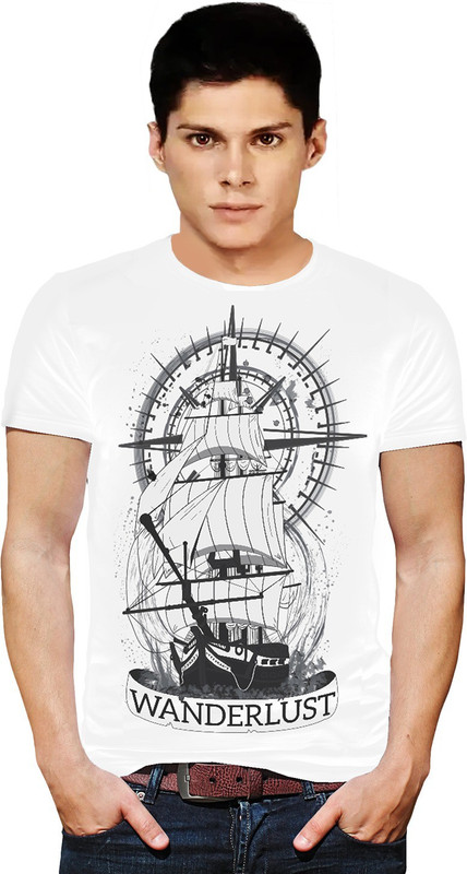 scribbling shapes Graphic Print Men Round Neck White T-Shirt