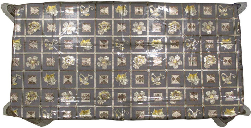 dollzy international Floral 4 Seater Table Cover(Golden, PVC (Polyvinyl Chloride))