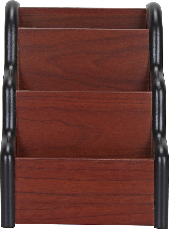 miradh 3 Compartments wood desk organiser(Brown)