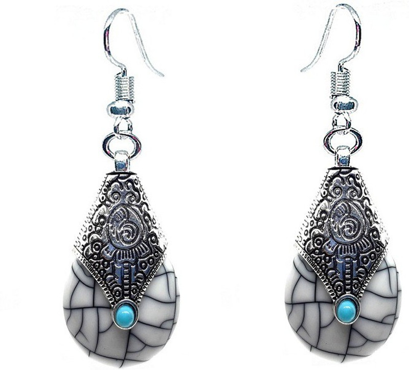 entice villa White Stone Drop Earrings Citrine Metal Drops & Danglers