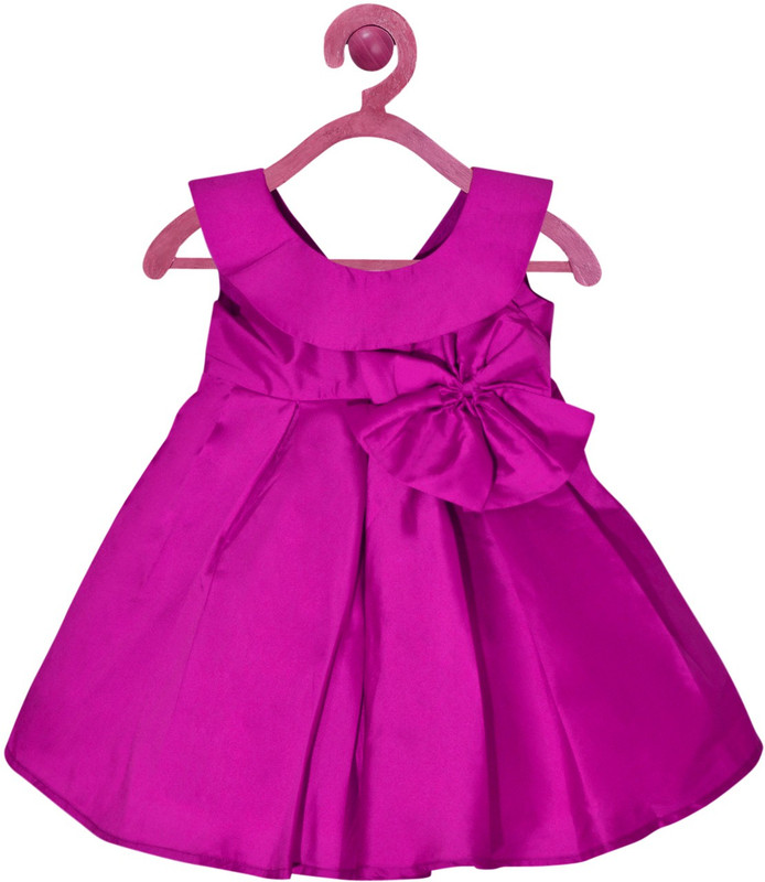 argha apparel Girls Midi/Knee Length Party Dress(Pink, Sleeveless)