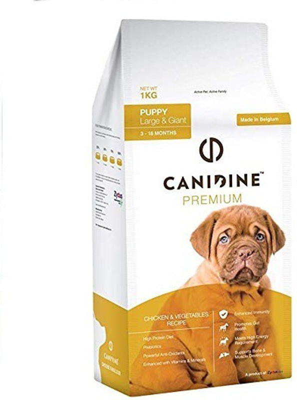 canidine Premium PUPPY Large and Giant Breed Dog Food 10 kg , for High protein diet , prebiotics , Powerful Anti - Oxidants , Enhanced with vitamin and minerals , healthy immune system , promotes gut health , meets high energy , supports bone and muscle Development for health growth , vitamin , calc