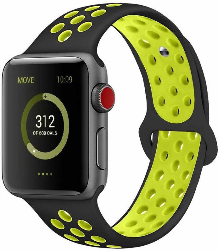 teple Replacement Band Strap for watch series 4 44mm / Watch 42mm Series 3,2,1 Sport Edition watch not included - (Black Yellow Dots) Smart Watch Strap(Black, Yellow)