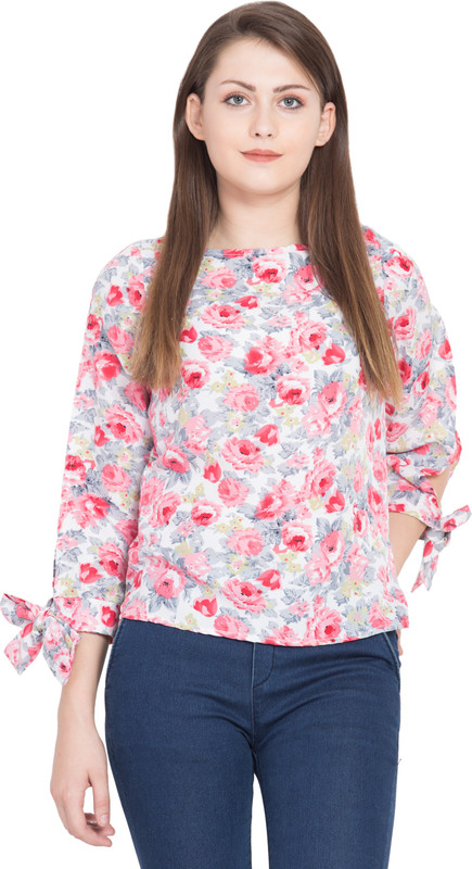 shreemanya Casual Slit Sleeve Floral Print Women Multicolor Top