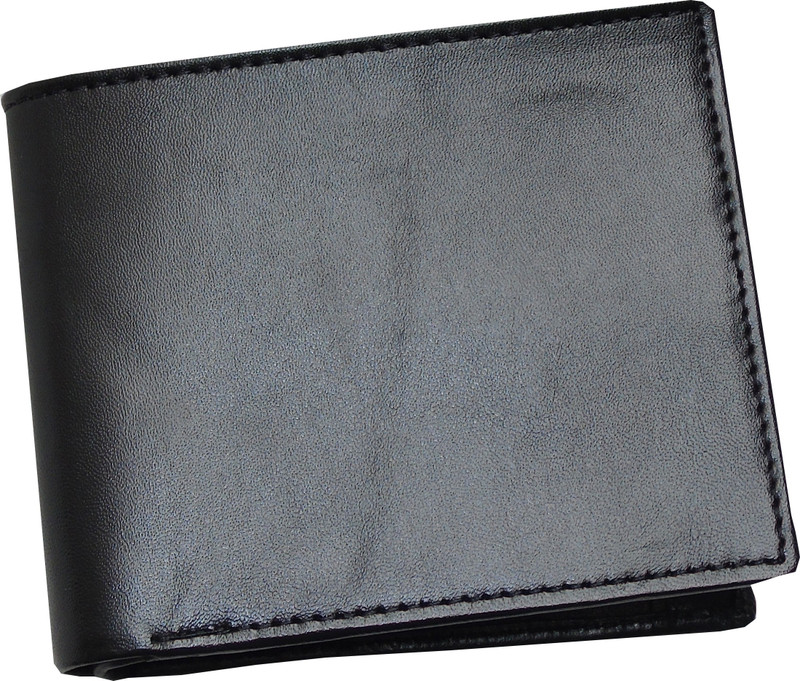 maak Men Casual Black Genuine Leather Wallet(6 Card Slots)