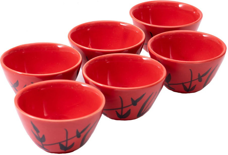 clayart9 designer red bowl set Ceramic Bowl Set(Red, Pack of 6)
