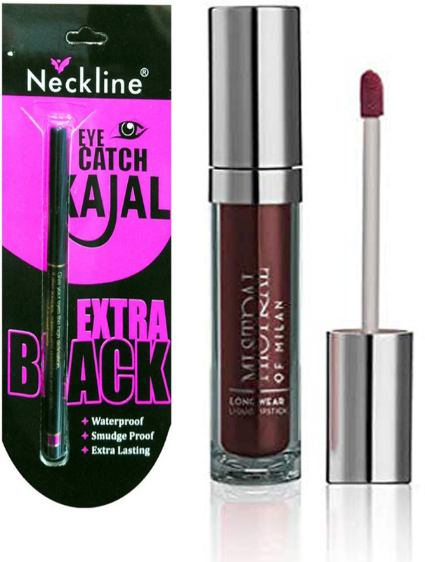 mistral of milan long wear walnut crush liquid lipstick and nackline kajal(2 Items in the set)