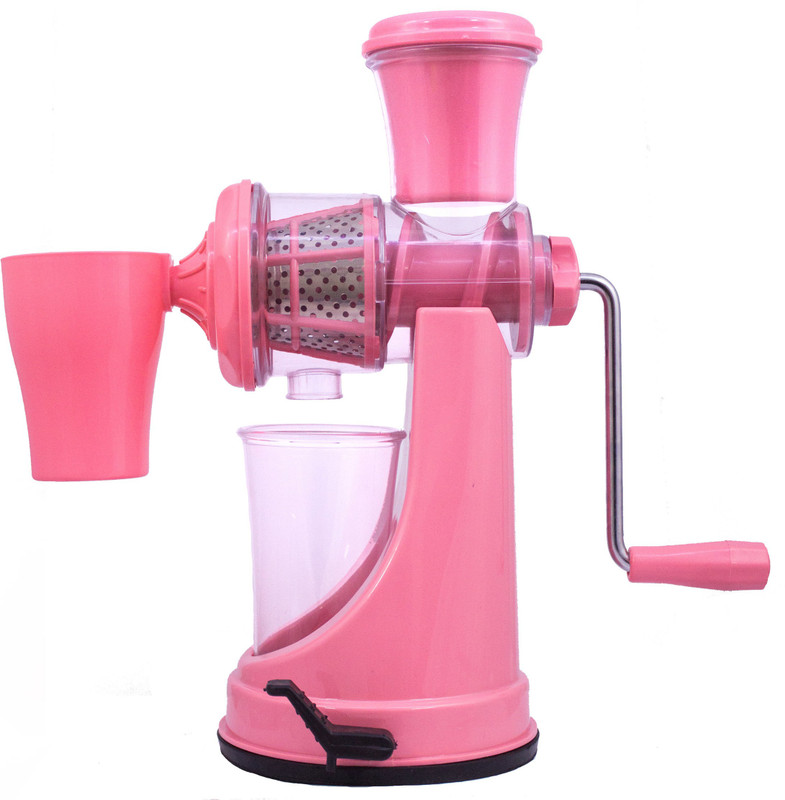 well grip Fruit & Vegetable Steel Handle with Wastage cup as well as Vacuum Locking System, RED Plastic Plastic Hand Juicer(Pink Pack of 1)
