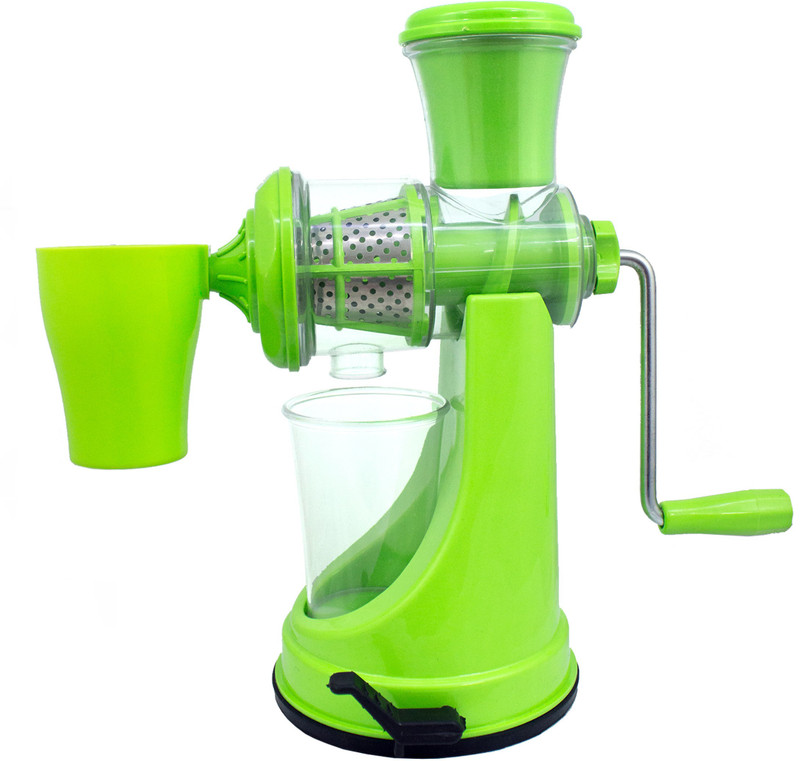 well grip Fruit & Vegetable Steel Handle with Wastage cup as well as Vacuum Locking System, Green Plastic Plastic Hand Juicer(Green Pack of 1)