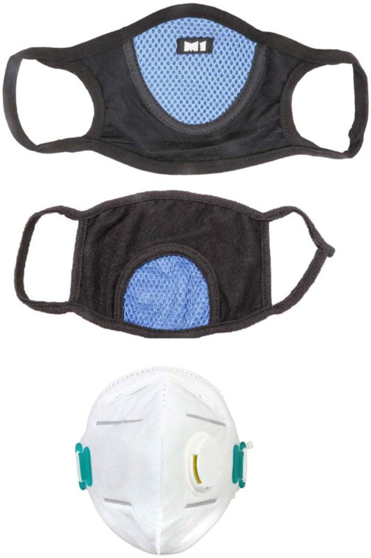 aroraonlinetraders Combo of 3 Anti Pollution Activated Carbon Dust Face Mask with Breathing Valve Mask and Respirator