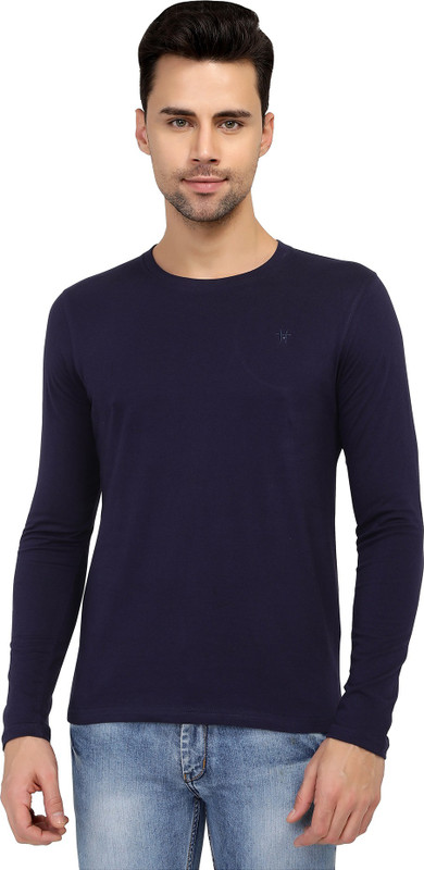 two tribes Self Design Men Round Neck Blue T-Shirt