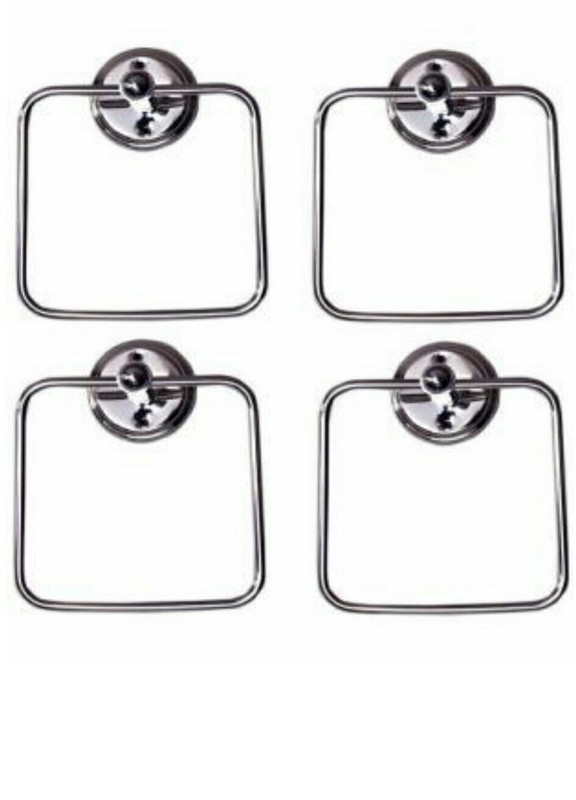 deeplax towel ring square towel holder stand conbo-4 pcs silver Towel Holder(Stainless Steel)