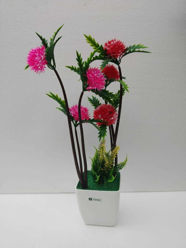 carmer carn - 170 Bonsai Artificial Plant  with Pot(32 cm, Red, Pink)