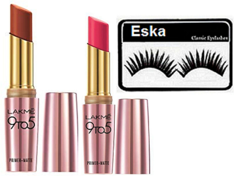 eska Eyelashes, Matte Prime Lipstick(Set of 3)