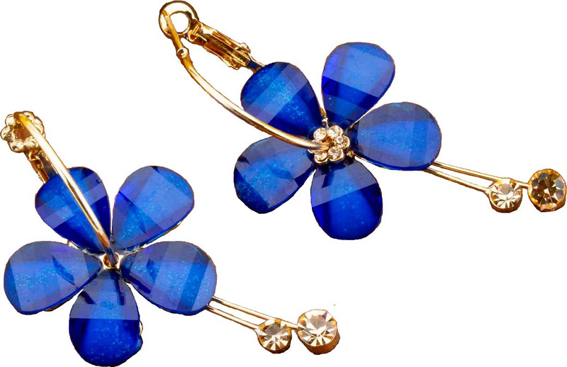eris inc Latest Edition Stylist Gold Plated Floral Blue Hoop Earrings Crystal Plastic Hoop Earring