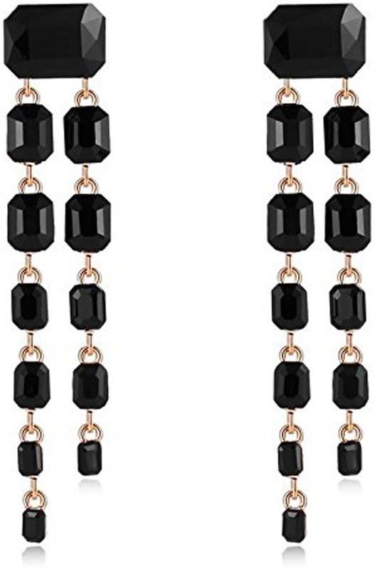 eris inc Exclusive Edition Black Crystal Copper Long Drop Earrings Crystal Crystal Tassel Earring