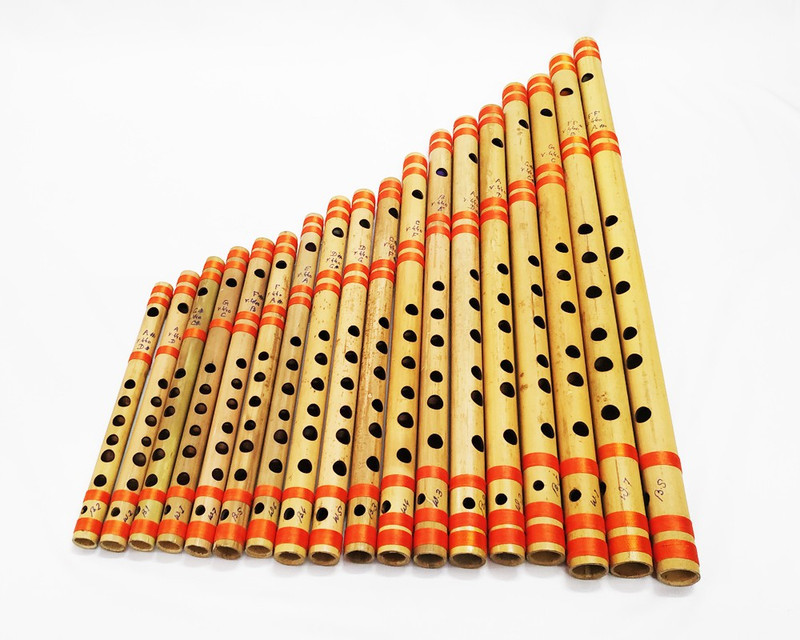 garhwal musical Set of 18 Pcs Basic Bansuri - Indian Bamboo Flute Set Bamboo Flute(58 cm)