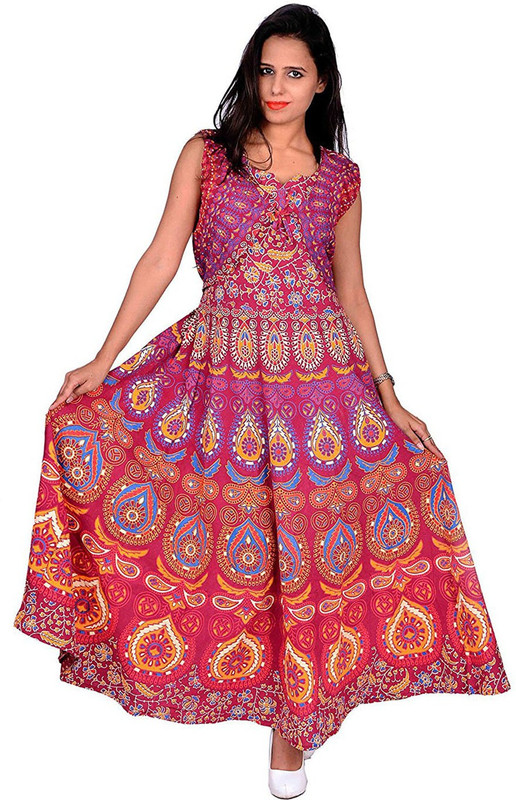 anmol enterprises Women Maxi Red, Pink Dress