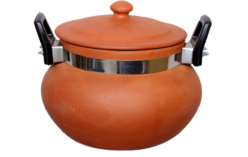 paramhans Terracotta Clay Daal Handi Handle -2.5 Ltr Handi 2.5 L with Lid(Earthenware)