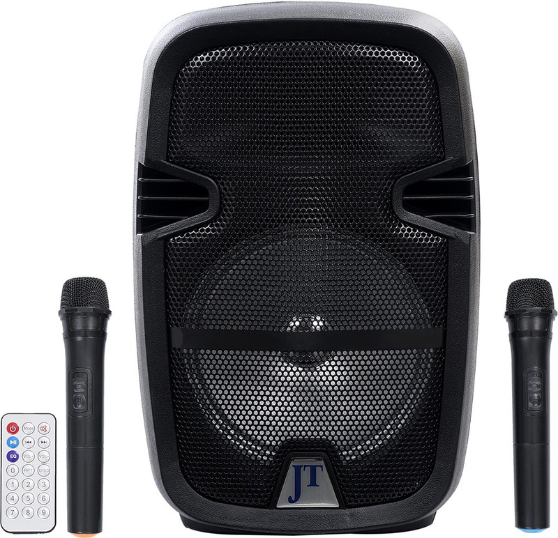 JT Karaoke Bluetooth PA System Portable Rechargeable Trolley Speaker with 2 Wireless Microphone, USB # 60W ( Red) 60 Watt Outdoor PA System(60 W)