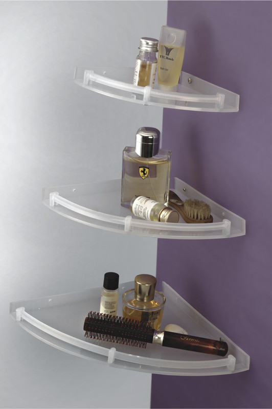 bath CUTE CORNER Plastic Wall Shelf(Number of Shelves - 3, White)