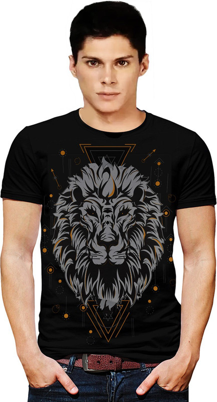 scribbling shapes Graphic Print Men Round Neck Black, Grey T-Shirt