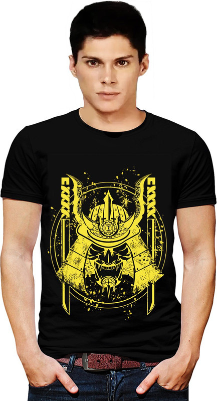 scribbling shapes Printed Men Round Neck Black T-Shirt