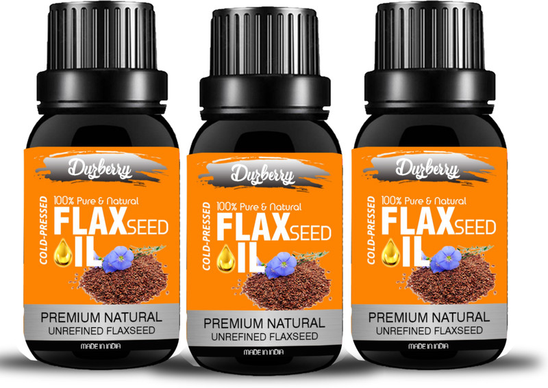 duzberry Tattva Pure, Cold Pressed Flaxseed Oil for Hair and Skin, Hair Oil 30 ML Pack of 3 (90 ml)(30 ml)