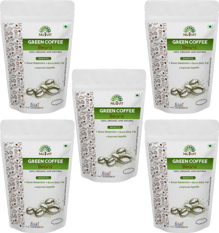 nutvit Best Quality Organic Green Coffee Beans Powder for Weight Management 400g (Pack of 5) Instant Coffee(5 x 80 g)