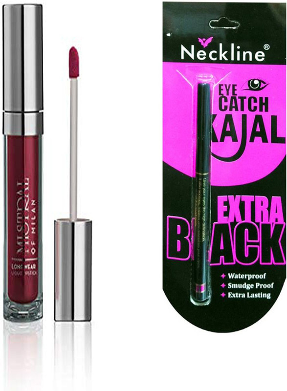 mistral of milan long wear wine mousse liquid lipstick and nackline kajal(2 Items in the set)