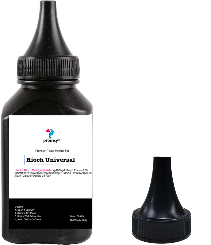 proffisy Toner Powder Refill for Ricoh Universal Cartridge - 100gm,for Ricoh Toner sp100,sp111,sp200,sp210,sp212snw,sp300,sp310dn,sp 325sfnw,sp3400,sp3410,sp3510 Single Color Ink Toner Powder(Black)