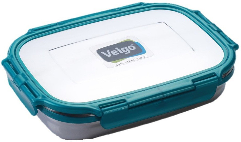 veigo Lock N Steel 100% Air Tight 2 Pcs Jumbo and Small Containers (Pearl Blue) 2 Containers Lunch Box(720 ml)