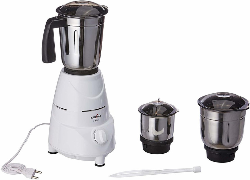 Kenstar SUPER KMU50W3S-DBF 500 Mixer Grinder(Silver, White, 3 Jars)