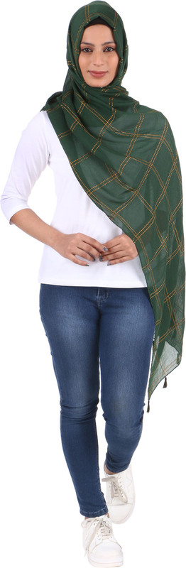 veilsofheaven Checkered Cotton, Viscose Women Scarf
