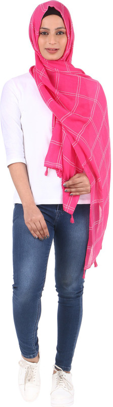 veilsofheaven Checkered Cotton, Viscose Women Scarf