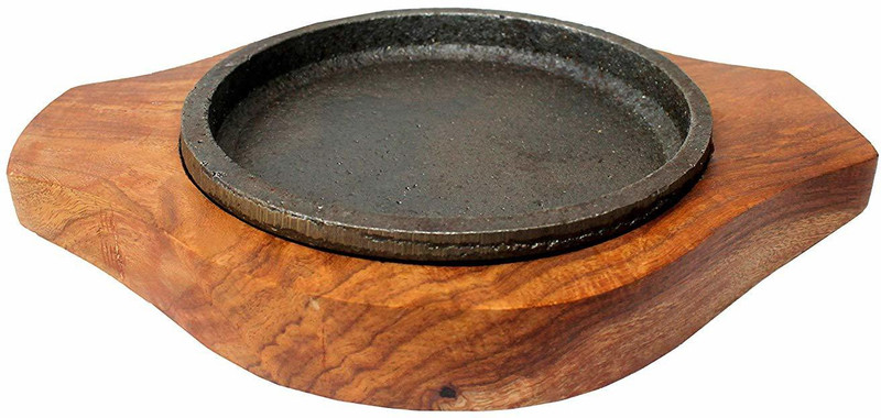 SAIFPRO 6'' Round Brownie Sizzler Plate Bowl, Tray Serving Set(Pack of 2)