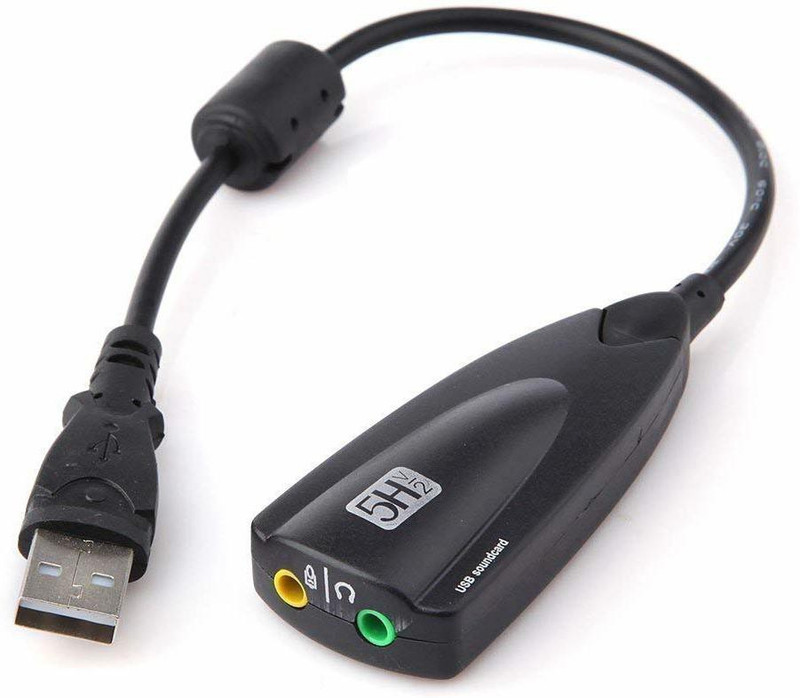 higadget USB Sound Adapter with 2 Stereo Output Jack & Microphone-Input Jack, External Sound Card USB 5.1 Sound Card(Black)