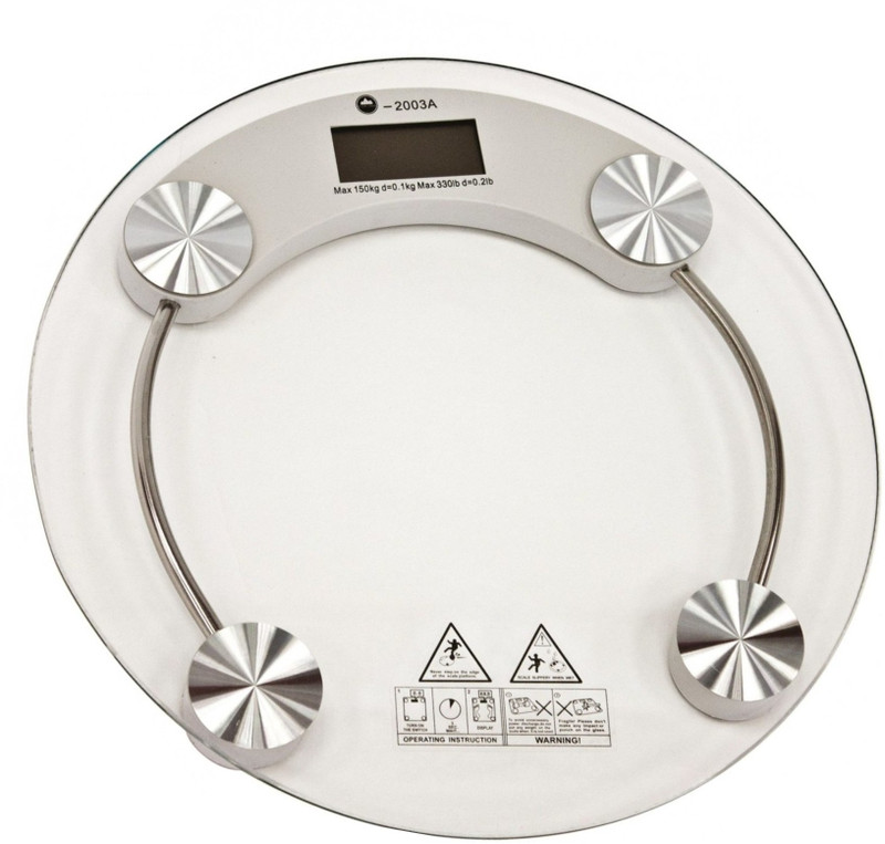 Rorian Thick Tempered Glass Electronic Digital Personal Bathroom Health Body Weight Weighing Scale (White) 2003A (Transparent) Weighing Scale(White)