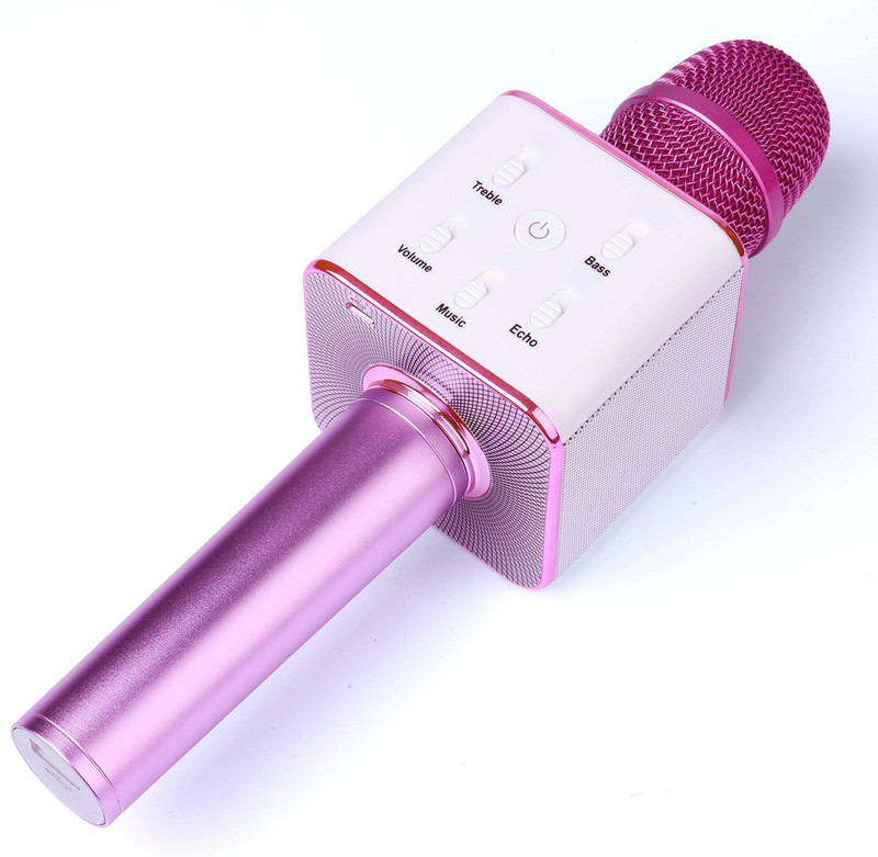 strombucks Q7PINK Wireless Original Portable Handheld Bluetooth Connection Player Speaker 3-in1 Condenser Mic for IOS and Andriod System Mobile Phones Microphone WIRED/WIRELESS BLUETOOTH MICROPHONE (PINK) Camera Microphone